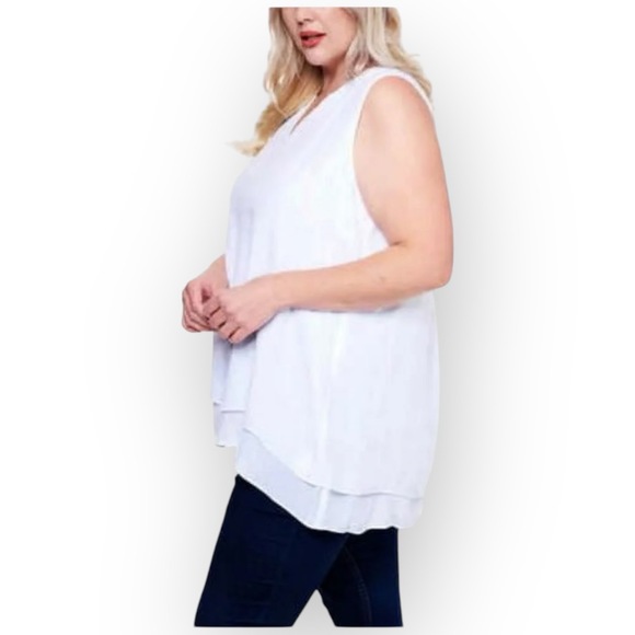 NWT Cristina B Sleeveless Layered Top – Pure White – Size XXL - Picture 2 of 4